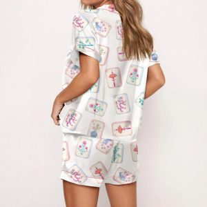Watercolor Mahjong Satin Pajama Set1