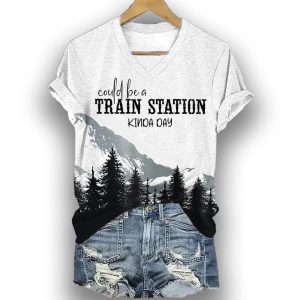 Yellowstone Could Be A Train Station Kinda Day Mountains Landscape Shirt