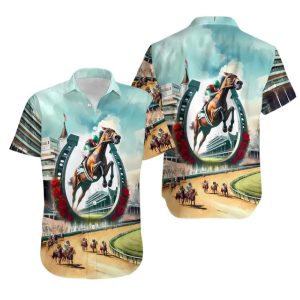 2025 Kentucky Derby Horsehoe Hawaiian Shirt