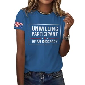 Retro Unwilling Participant Of An Idiocracy Print T Shirt3
