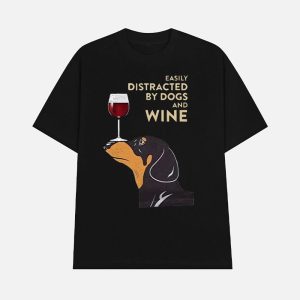 Easily Distracted By Dogs And Wine Shirt 1