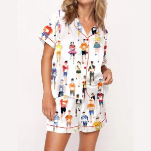 Marathon Runner Watercolor Silky Satin Pajama Set