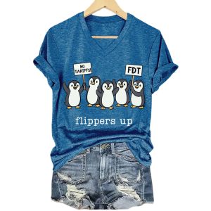 FDT Penguins Flippers Up No Tariffs Shirt2