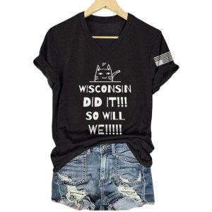 Retro Cat Wisconsin Did It So Will We Shirt
