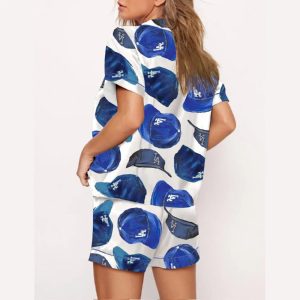 Baseball Dodgers Hat Print Pajama Set2