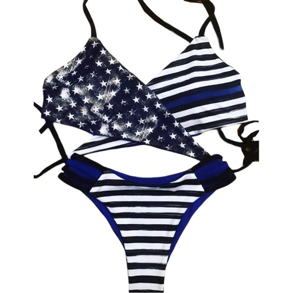 American Flag Triangle Two-Piece Bikini Set