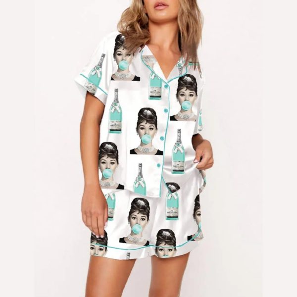 Audrey Hepburn Tiffany’s Champagne Pajama Set