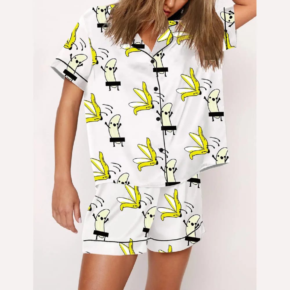 Banana Takes Off Clothes Print Pajama Set Banana Takes Off Clothes Print Pajama Set