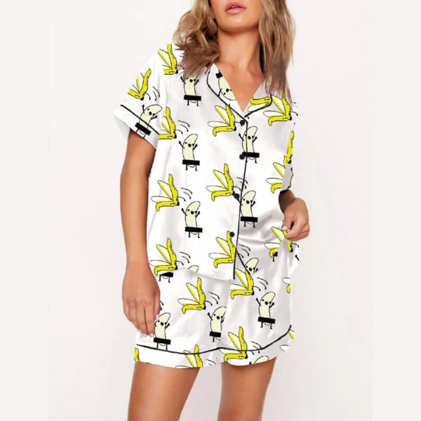 Banana Takes Off Clothes Print Pajama Set