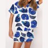 Baseball Dodgers Hat Print Pajama Set