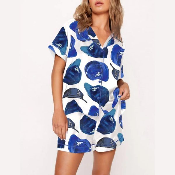 Baseball Dodgers Hat Print Pajama Set