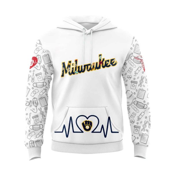 Brewers Nurses Appreciation Heartbeat EMS 2025 Hoodie