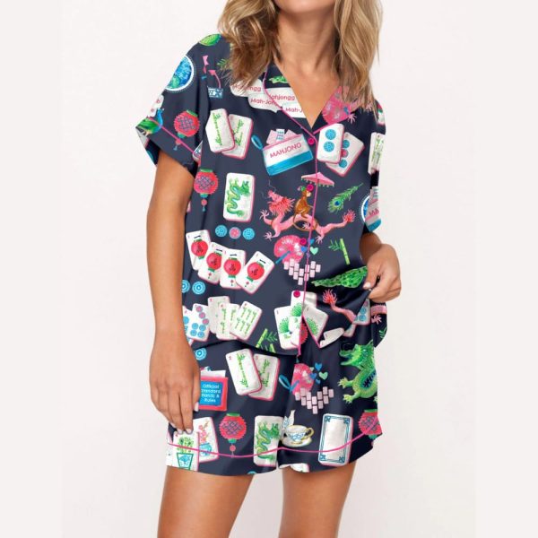 Chinoiserie Mahjong Satin Pajama Set