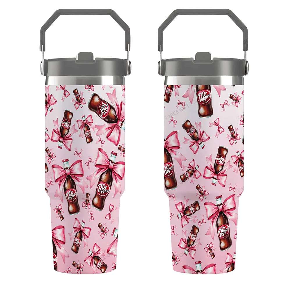 Coquette Bow Dr Pepper Flip Straw 30oz Tumbler Coquette Bow Dr Pepper Flip Straw 30oz Tumbler