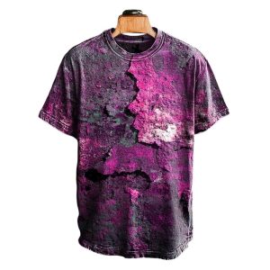 Unisex Retro Aged Rust Printed Casual Loose Short Sleeve T Shirt2