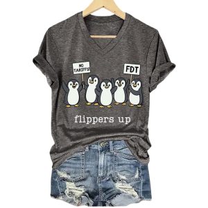 FDT Penguins Flippers Up No Tariffs Shirt3