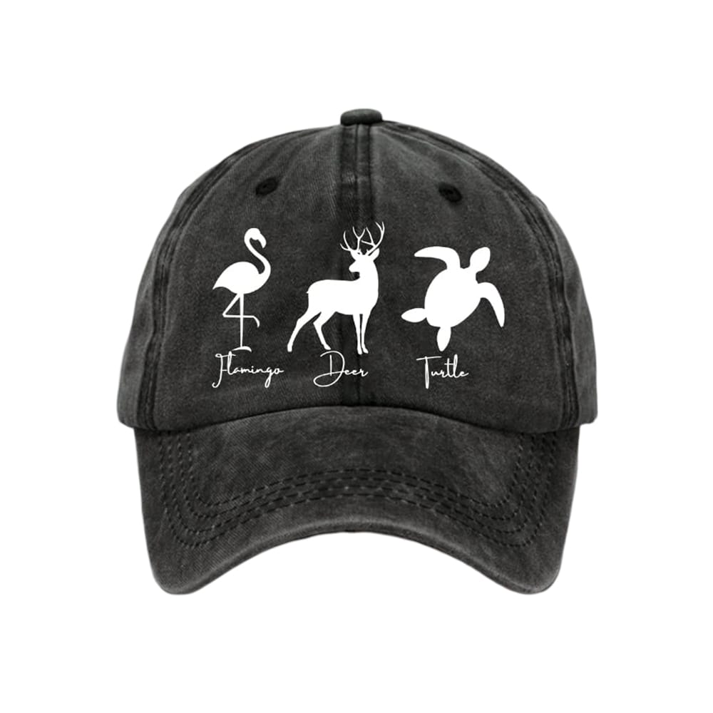 FDT Flamingo Deer Turtle Print Baseball Cap FDT Flamingo Deer Turtle Print Baseball Cap