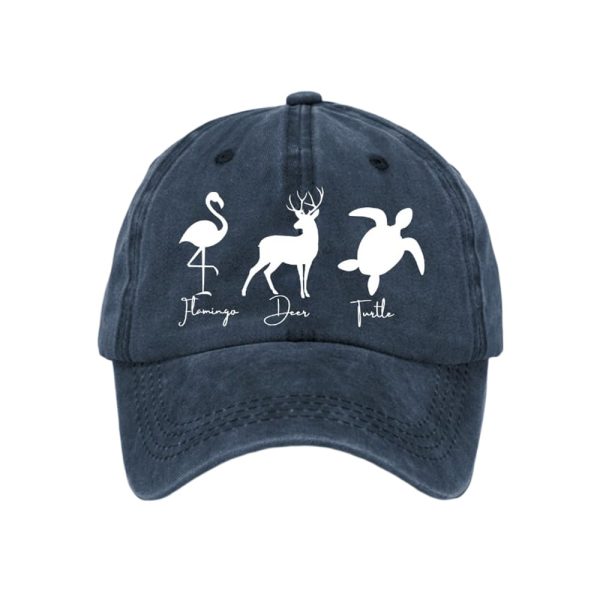FDT Flamingo Deer Turtle Print Baseball Cap
