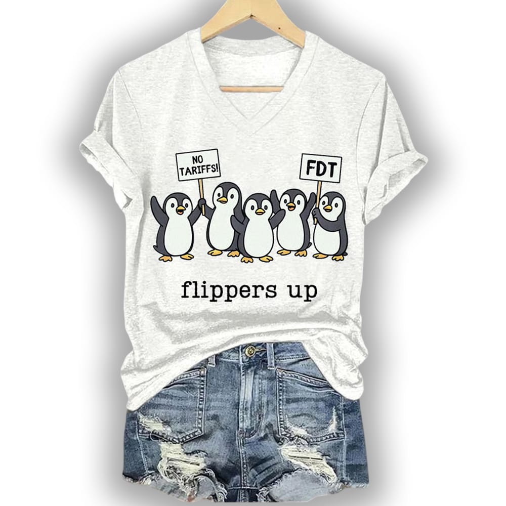 FDT Penguins Flippers Up No Tariffs Shirt FDT Penguins Flippers Up No Tariffs Shirt