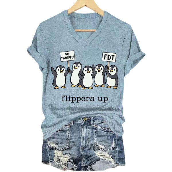 FDT Penguins Flippers Up No Tariffs Shirt