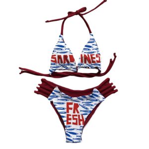 Vintage Sardine Halter Bikini Set For Women