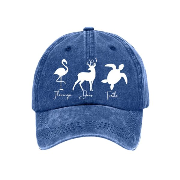 Flamingo Deer Turtle Print Baseball Cap