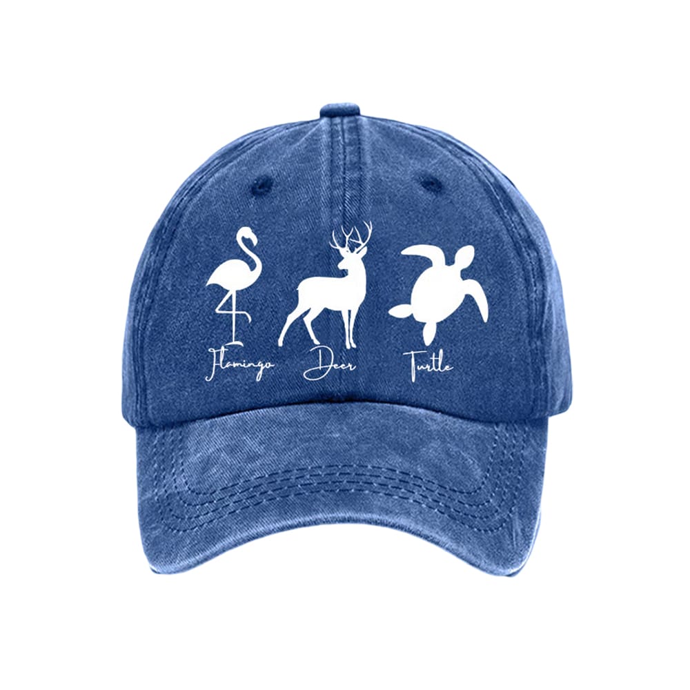 Flamingo Deer Turtle Print Baseball Cap Flamingo Deer Turtle Print Baseball Cap