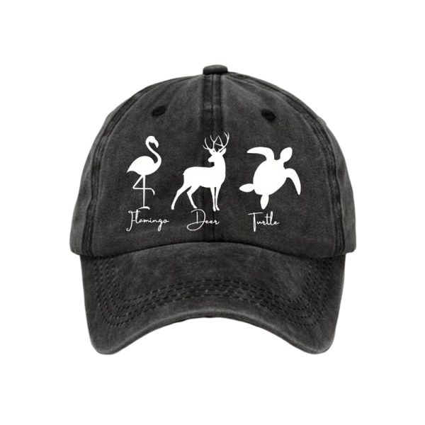 Flamingo Deer Turtle Print Baseball Cap