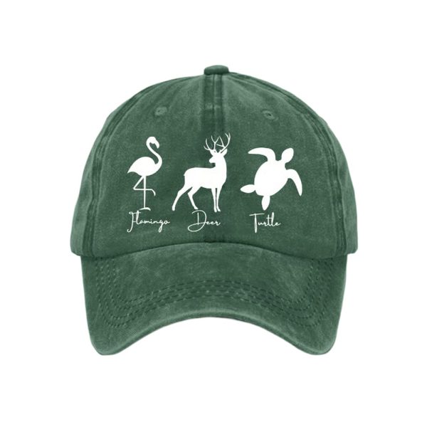 Flamingo Deer Turtle Print Baseball Cap