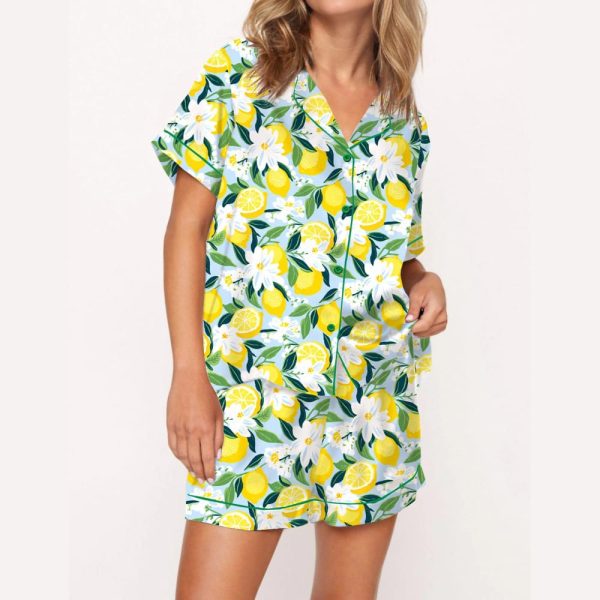Florida Lemon Silky Satin Pajama Set