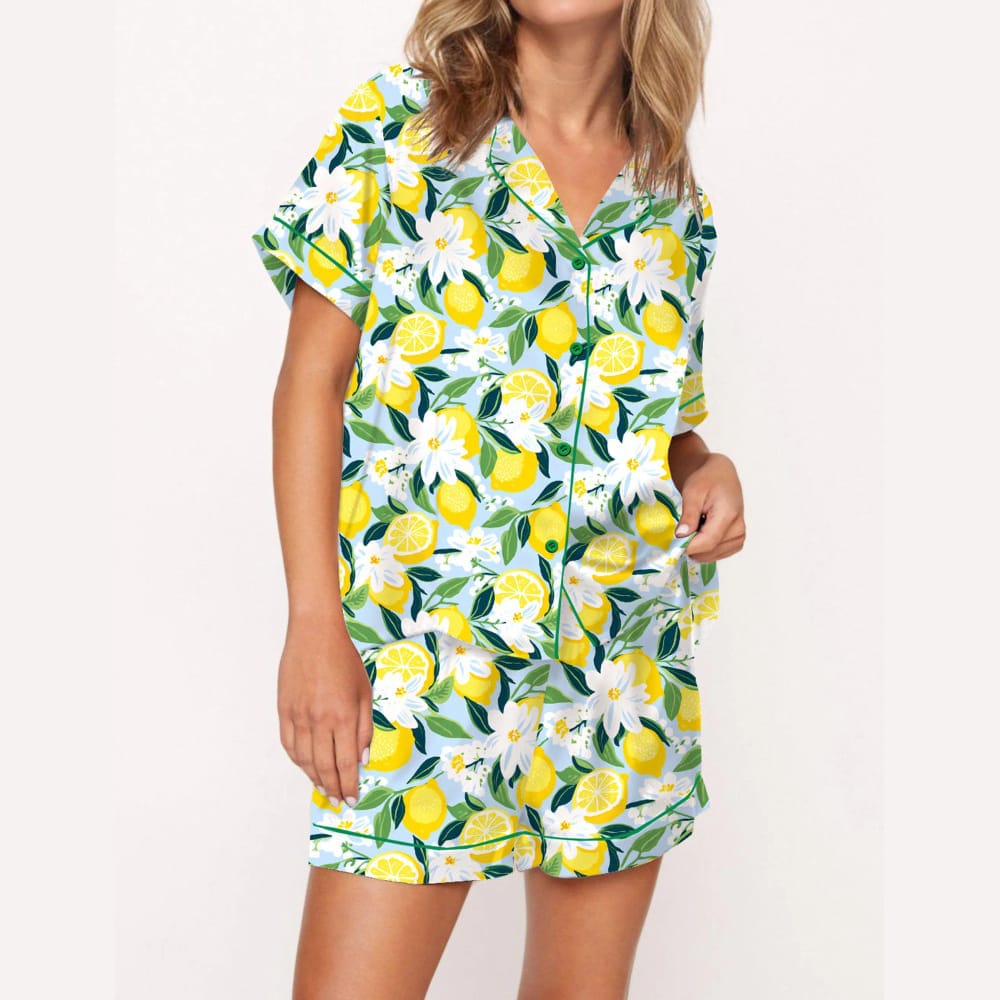 Florida Lemon Silky Satin Pajama Set Florida Lemon Silky Satin Pajama Set