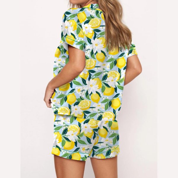 Florida Lemon Silky Satin Pajama Set