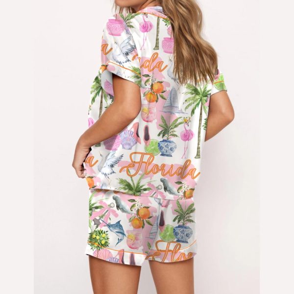 Florida Preppy Silky Satin Pajama Set