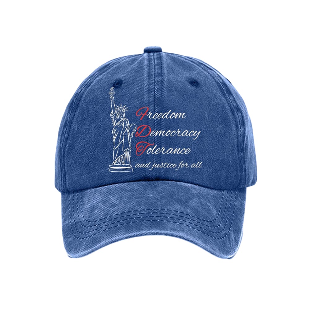 Freedom Democracy Tolerance And Justice For All Print Baseball Cap Freedom Democracy Tolerance And Justice For All Print Baseball Cap