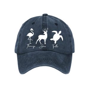 FDT Flamingo Deer Turtle Print Baseball Cap1