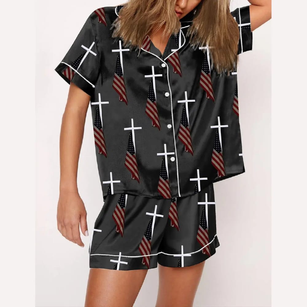 God Bless American Print Pajama Set God Bless American Print Pajama Set
