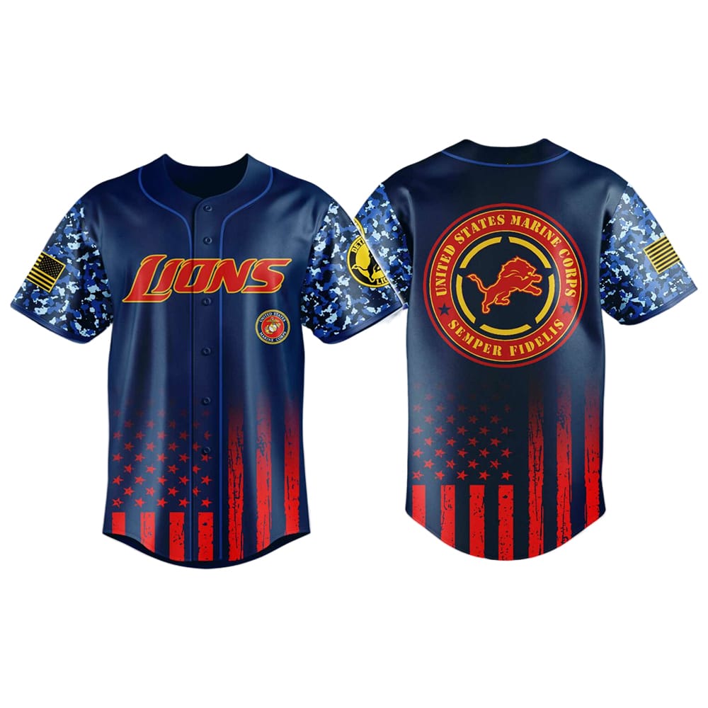Lions United States Marine Corps Military Appreciation Night Jersey 2025 Lions United States Marine Corps Military Appreciation Night Jersey 2025