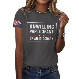 Retro Unwilling Participant Of An Idiocracy Print T Shirt2