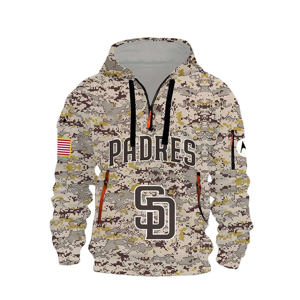Padres Military Camo Quarter Zip Hoodie 2025 Padres Military Camo Quarter Zip Hoodie 2025