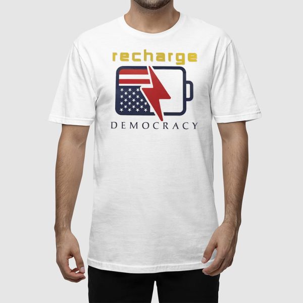 Recharge Democracy Upside Down Flag Battery Shirt
