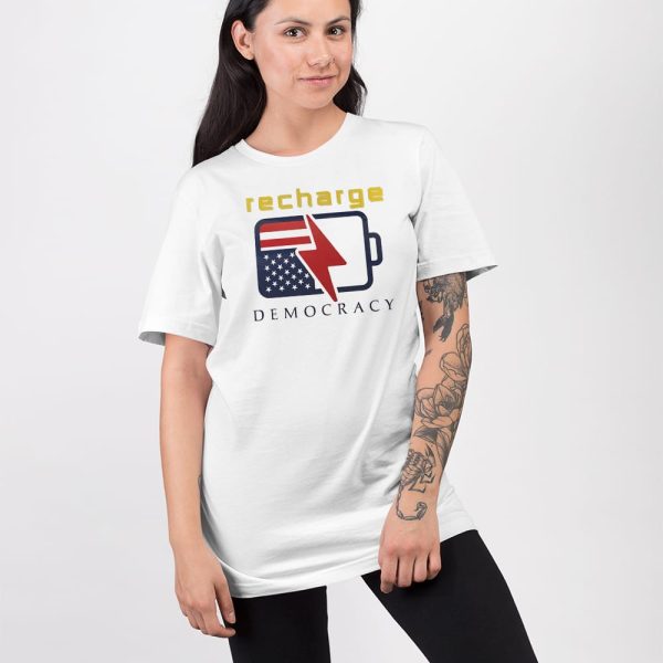 Recharge Democracy Upside Down Flag Battery Shirt