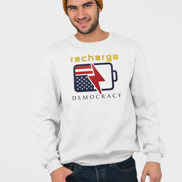 Recharge Democracy Upside Down Flag Battery Shirt