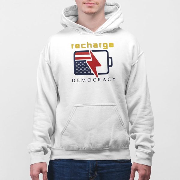 Recharge Democracy Upside Down Flag Battery Shirt