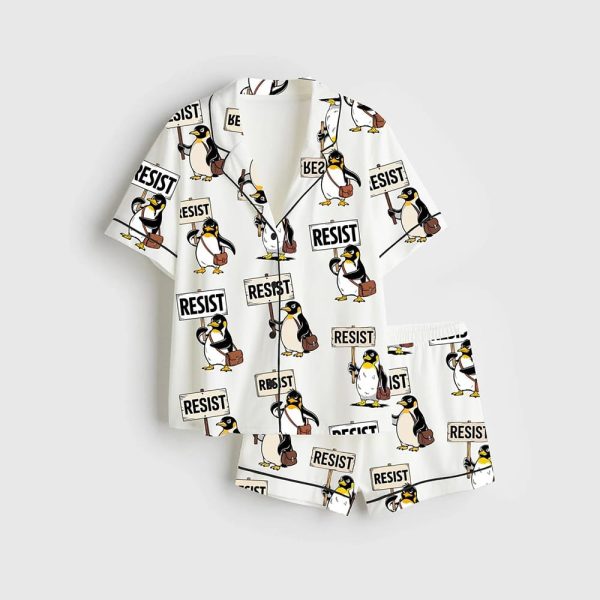 Resist Penguin Activism Hands Off Pajama Set