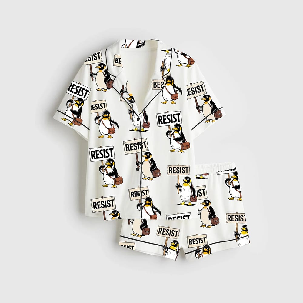 Resist Penguin Activism Hands Off Pajama Set Resist Penguin Activism Hands Off Pajama Set