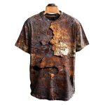 Retro Aged Rust Printed Casual Tee