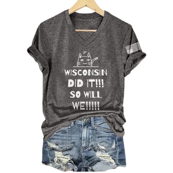 Retro Cat Wisconsin Did It So Will We Shirt