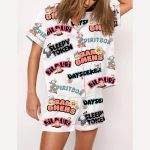 Retro Kawaii Cute Band Metal Metalcore Band Print Pajama Set