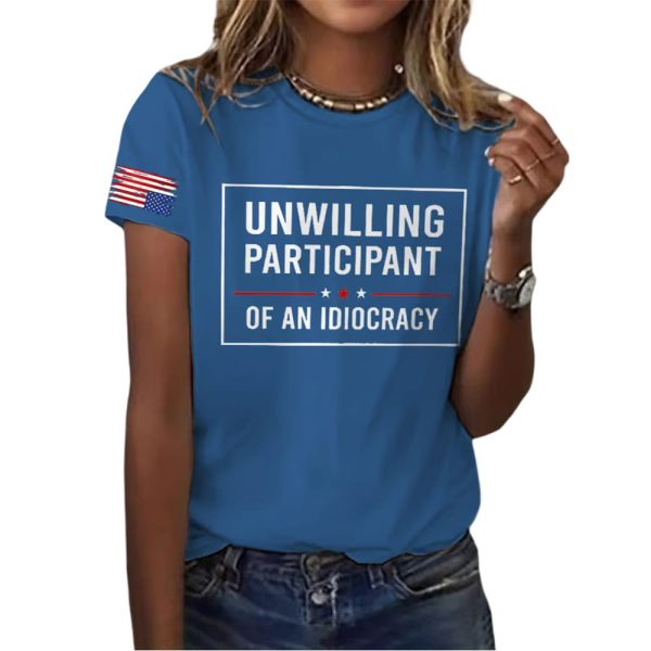 Retro Unwilling Participant Of An Idiocracy Print T-Shirt