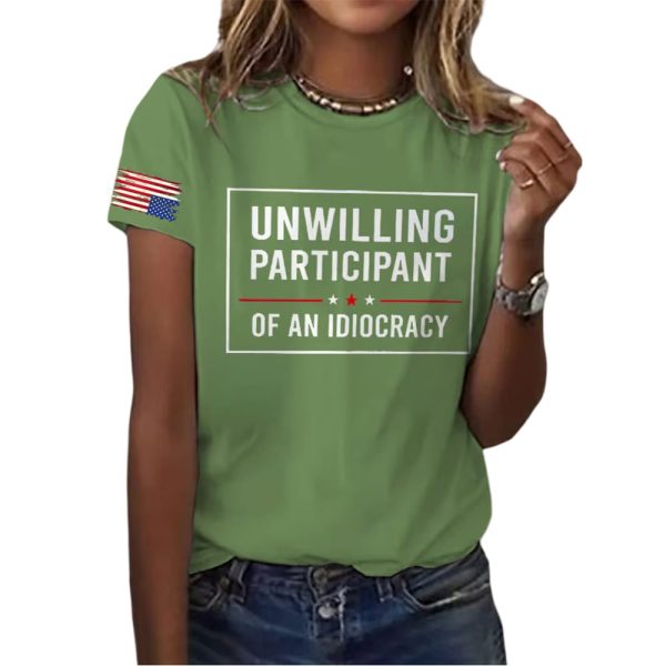 Retro Unwilling Participant Of An Idiocracy Print T-Shirt